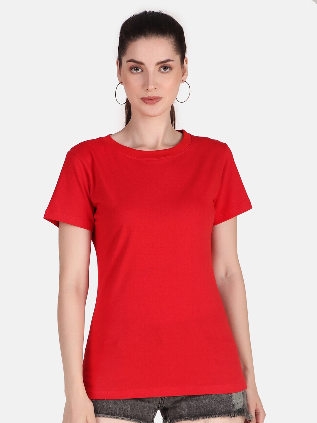 

Jollify Round Neck Pure Cotton Regular T-shirt, Red