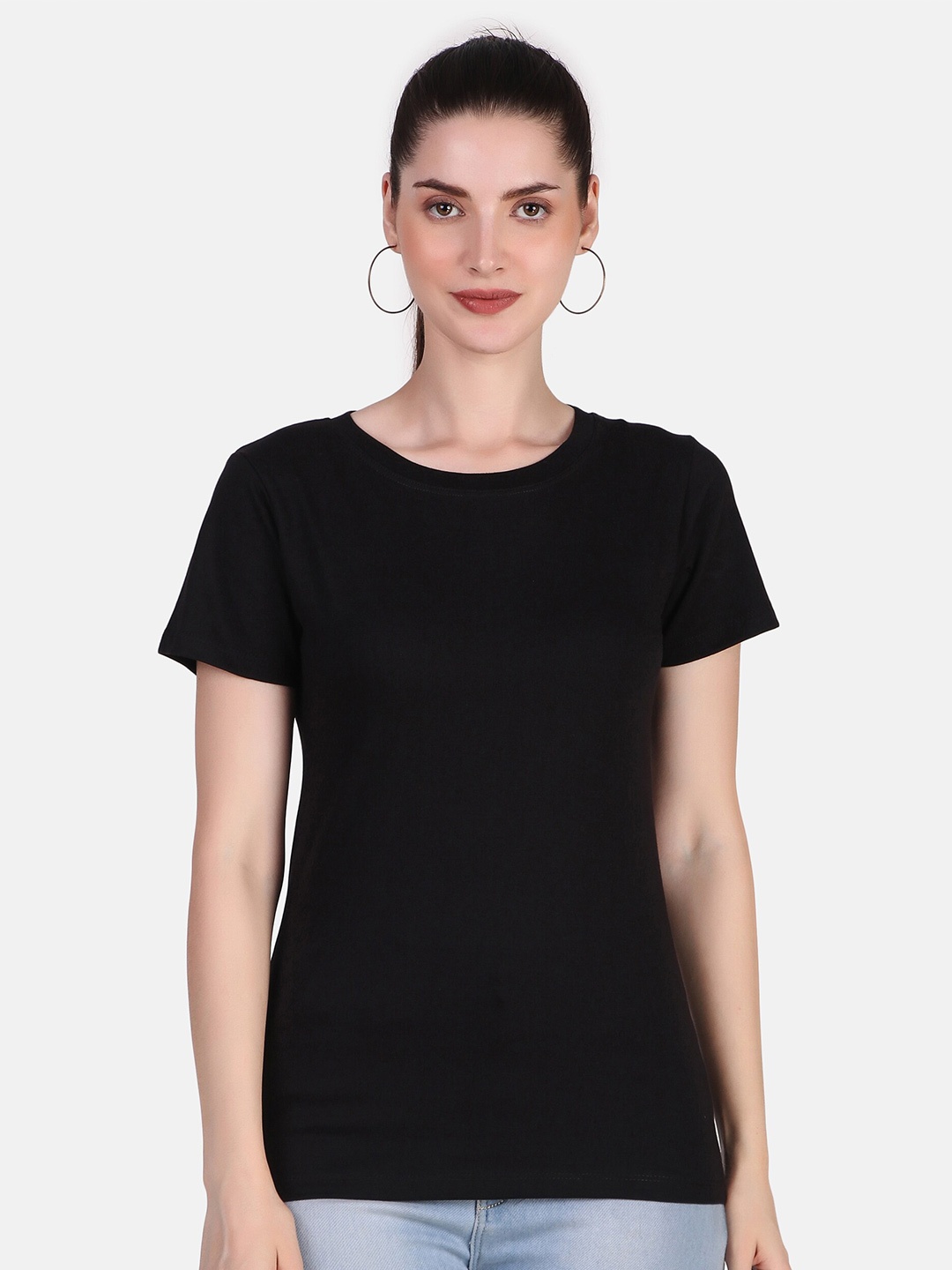 

Jollify Round Neck Pure Cotton T-shirt, Black