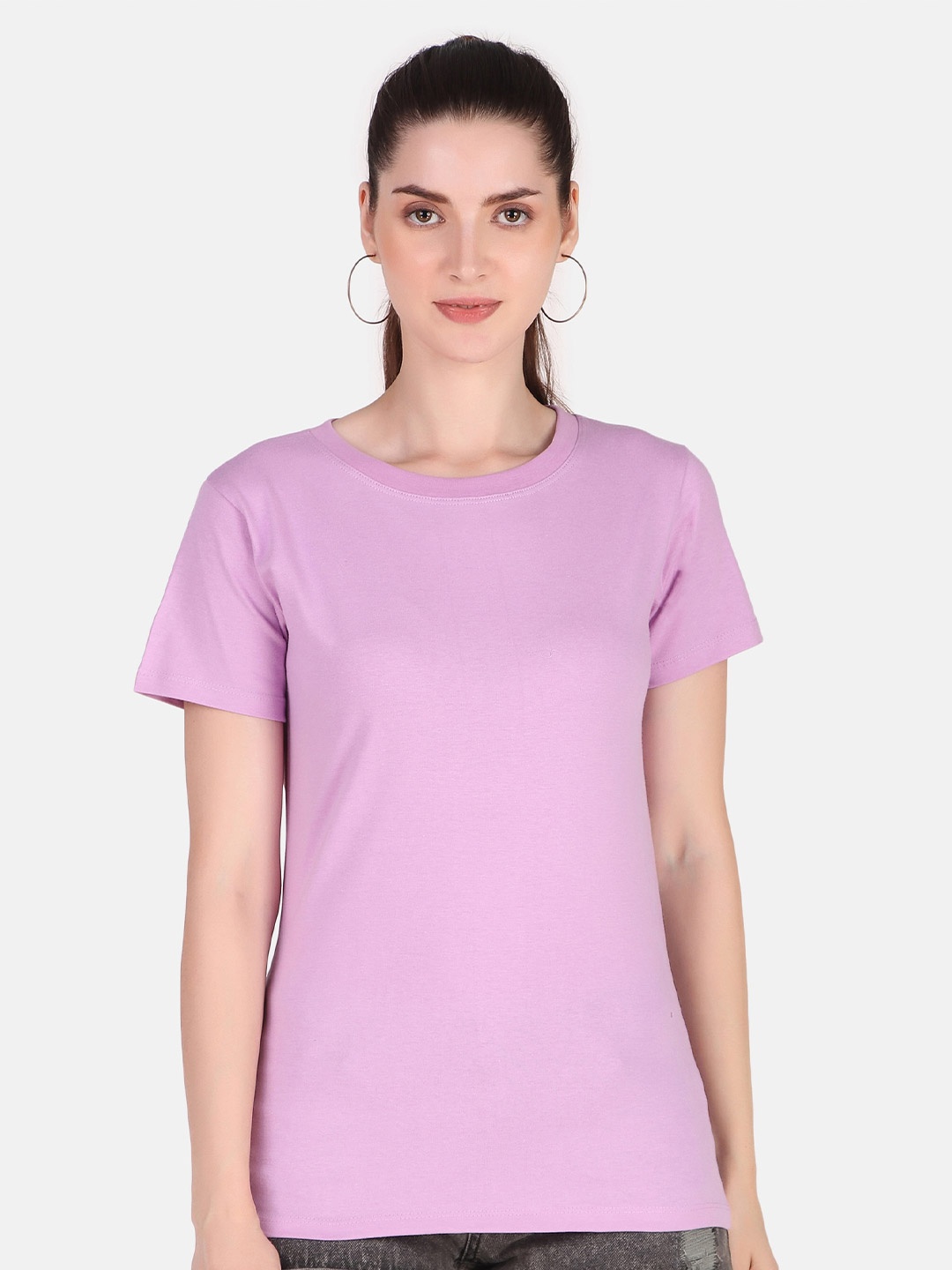 

Jollify Round Neck Pure Cotton Regular T-shirt, Lavender