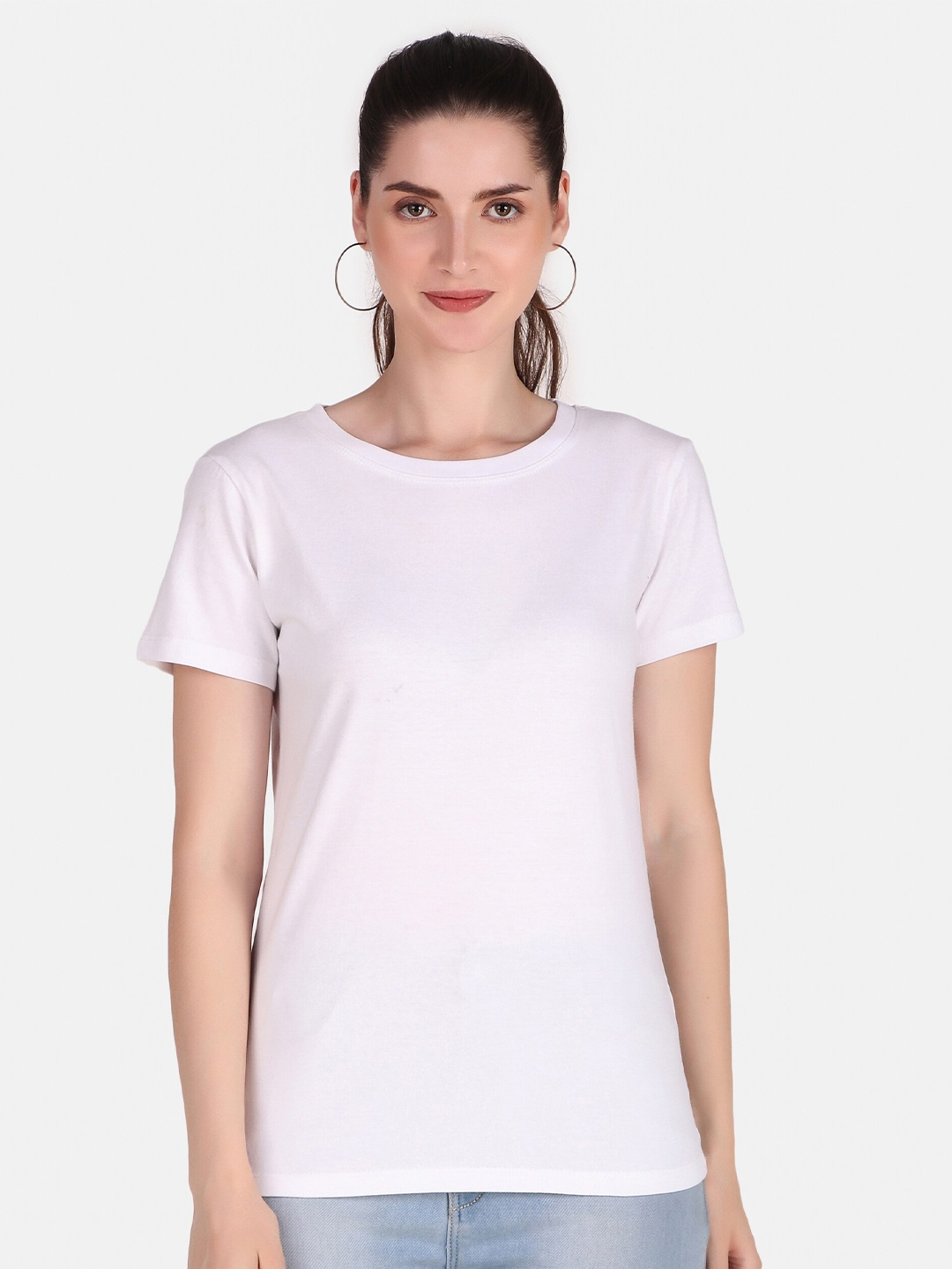 

Jollify Round Neck Pure Cotton Regular T-shirt, White