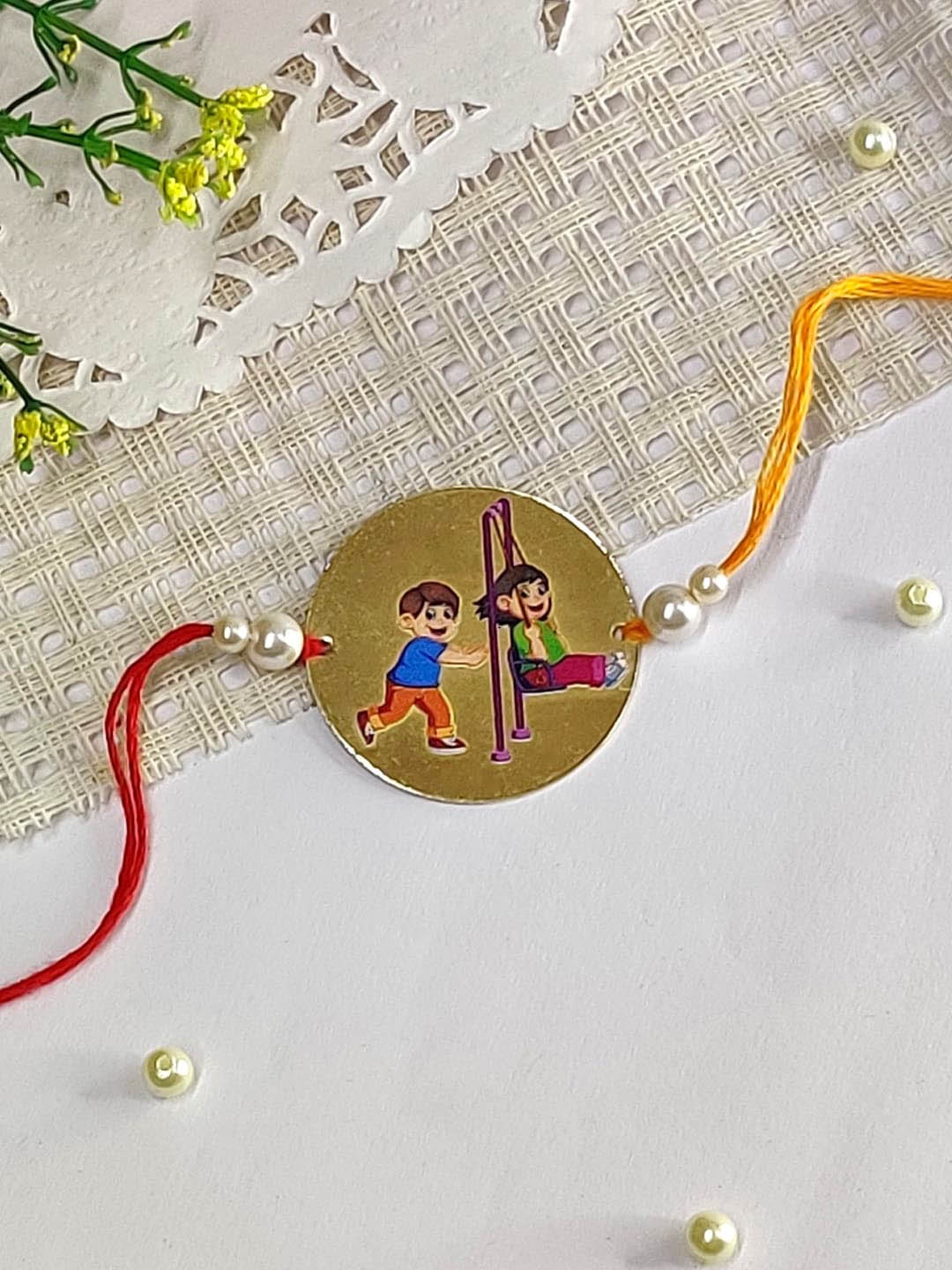 

The Magic Wand Kids Pearl Beaded Rakhi, Gold