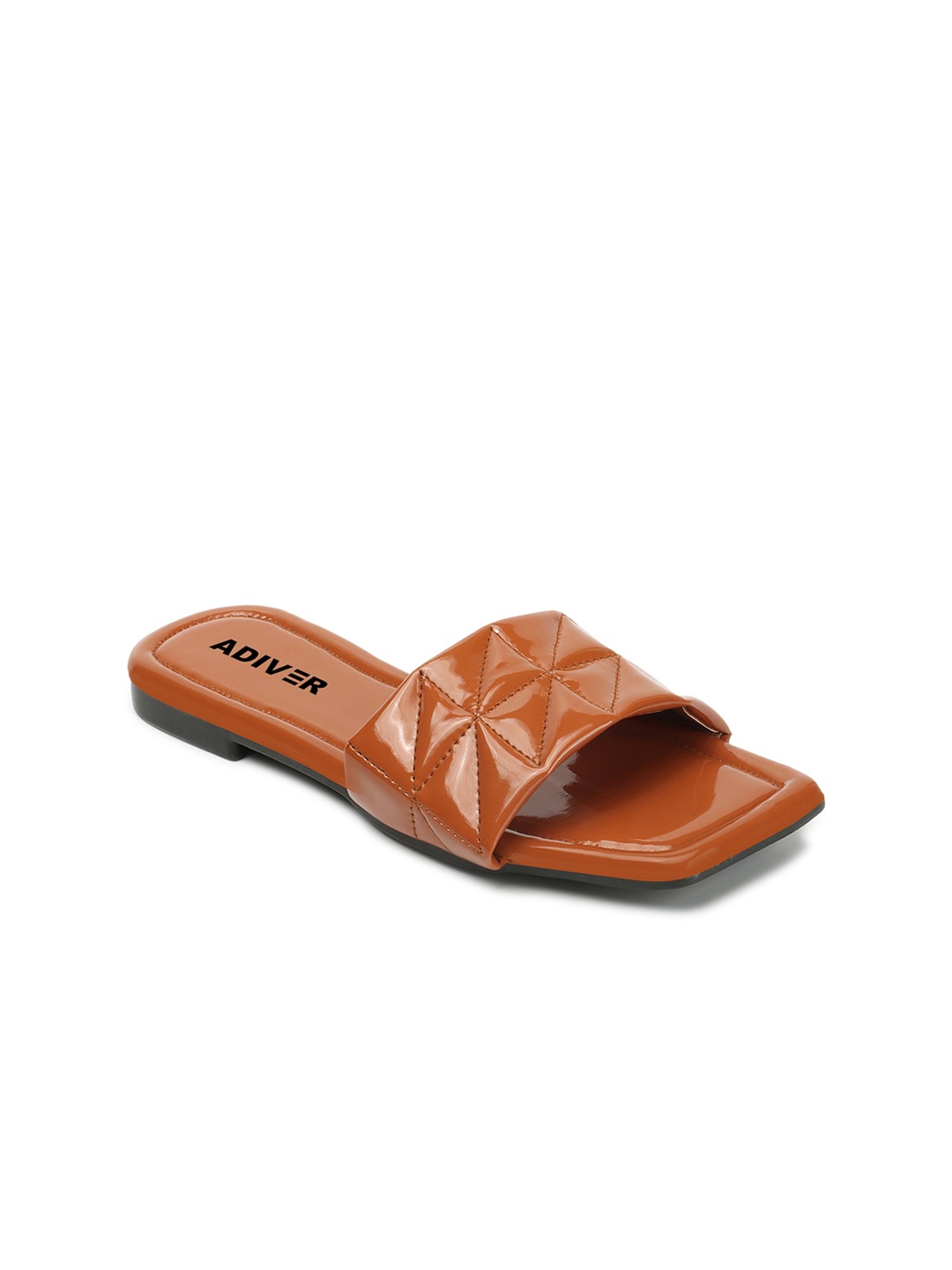 

ADIVER Patterned Open Toe Flats, Brown