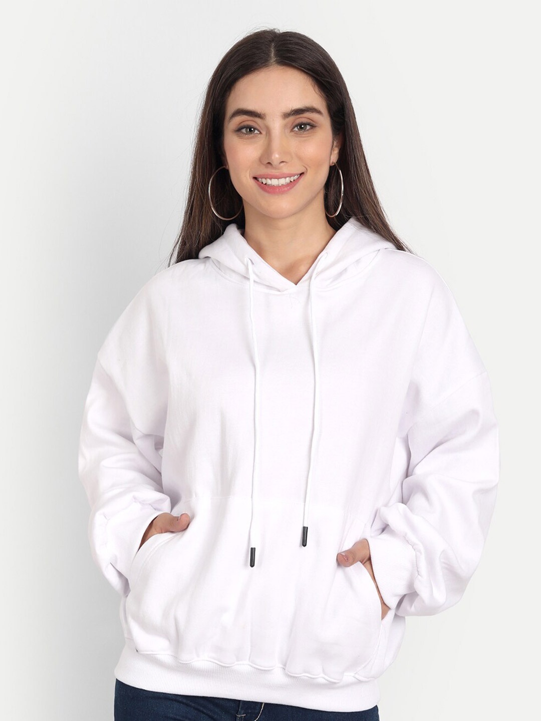 COLOR CAPITAL Hooded Pullover Sweatshirt, White