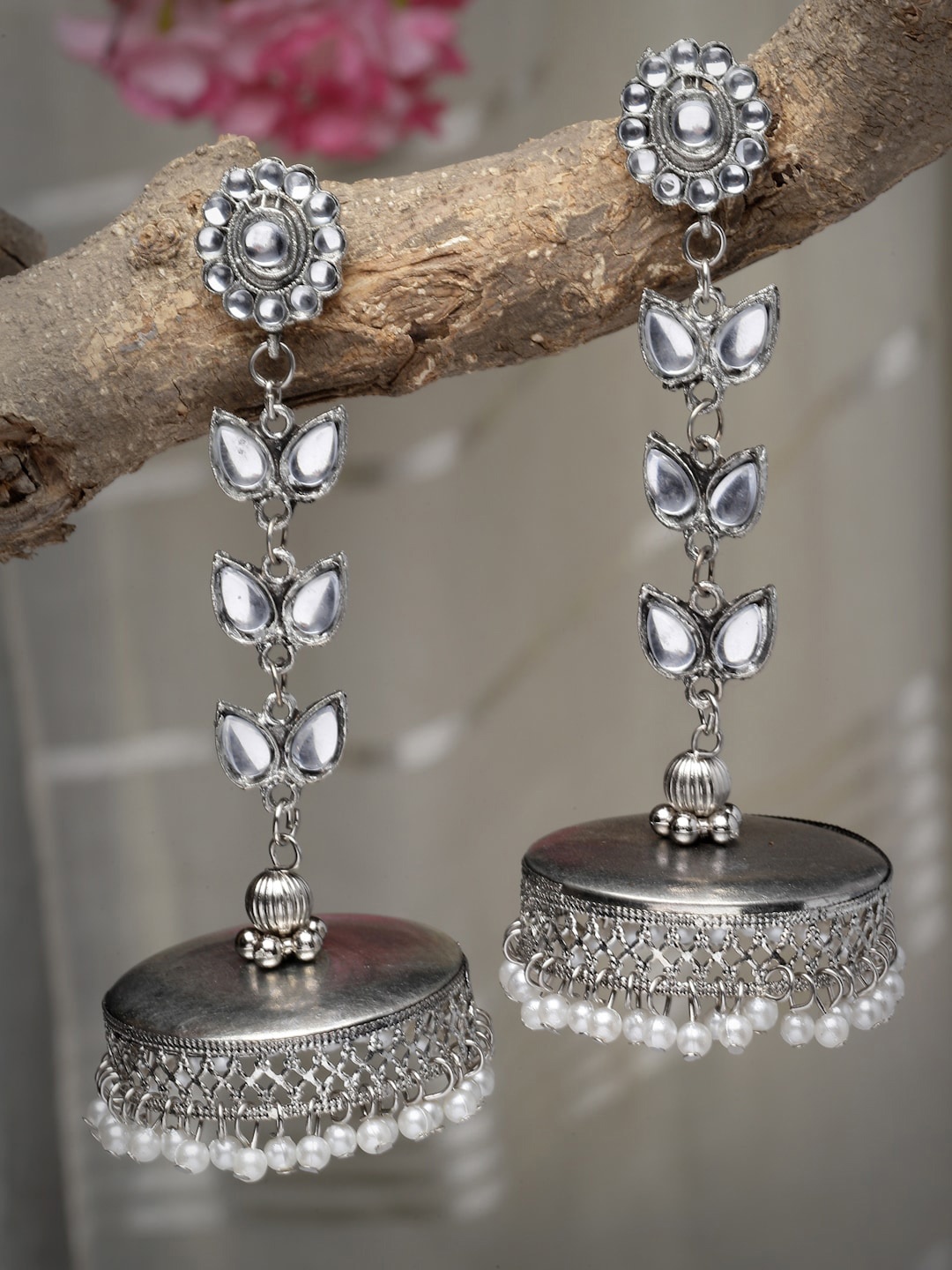 

Moedbuille Silver-Plated Dome Shaped Jhumkas