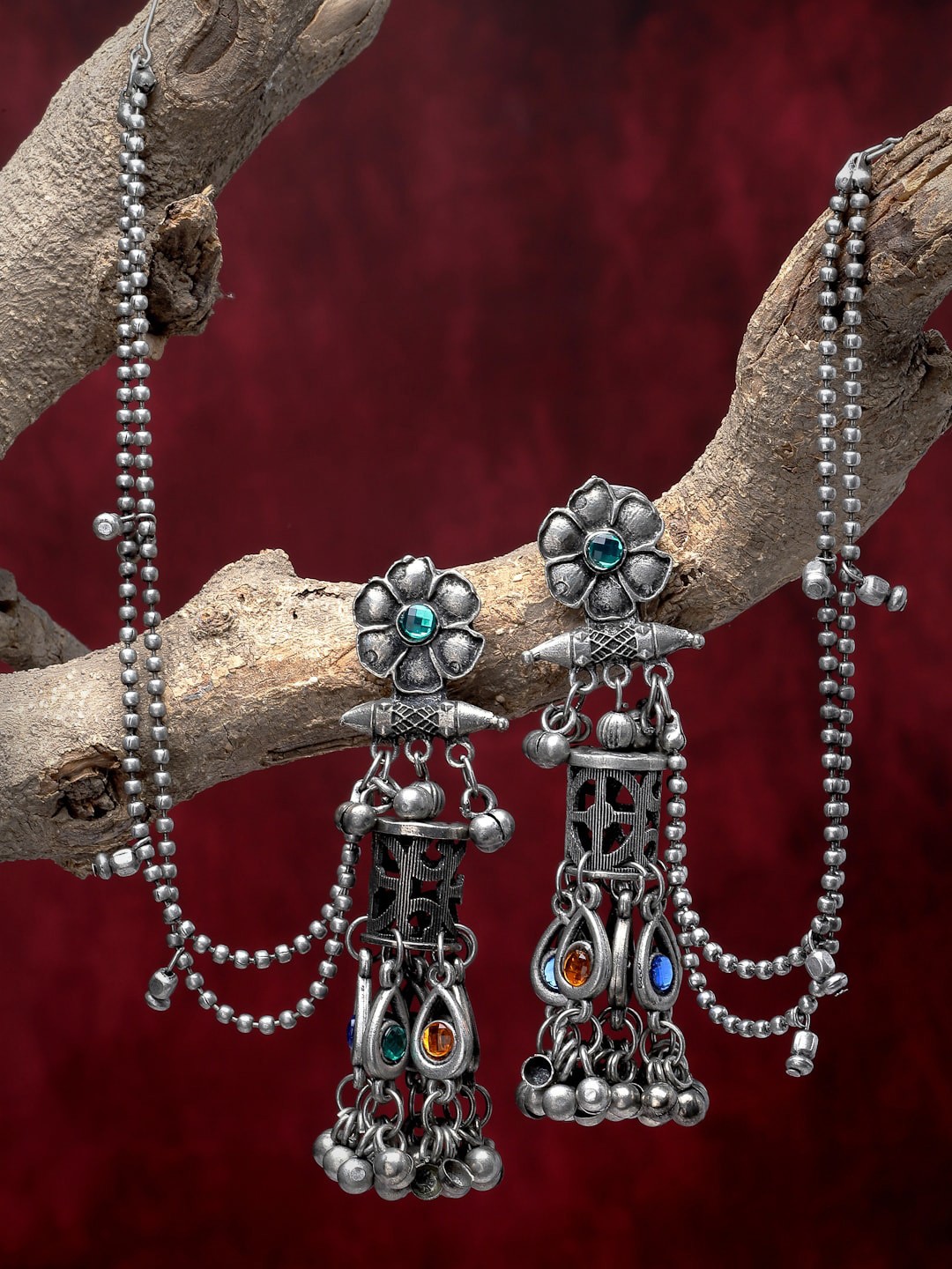 

Moedbuille Silver-Plated Dome Shaped Jhumkas
