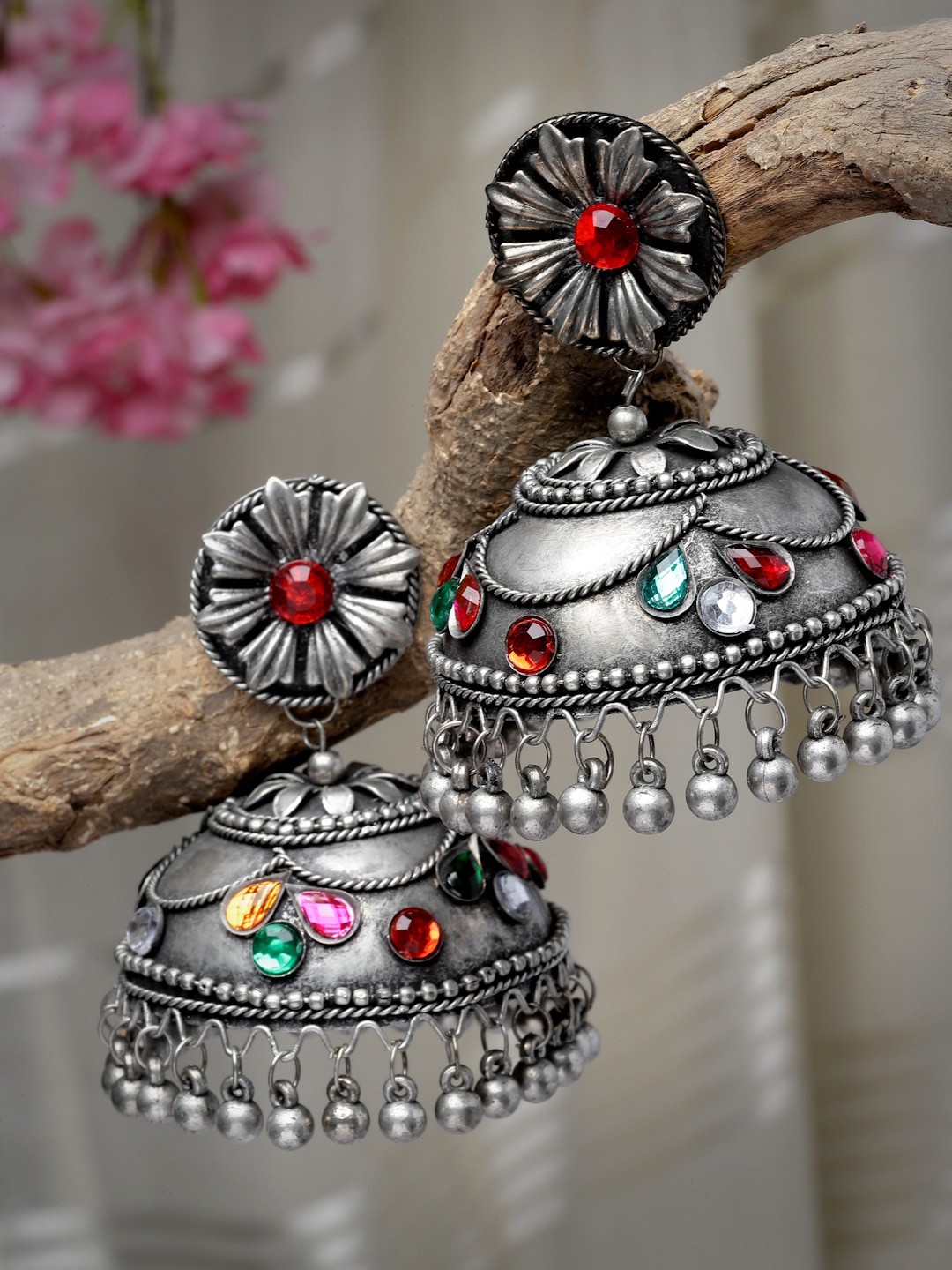 

Moedbuille Silver-Plated Dome Shaped Jhumkas