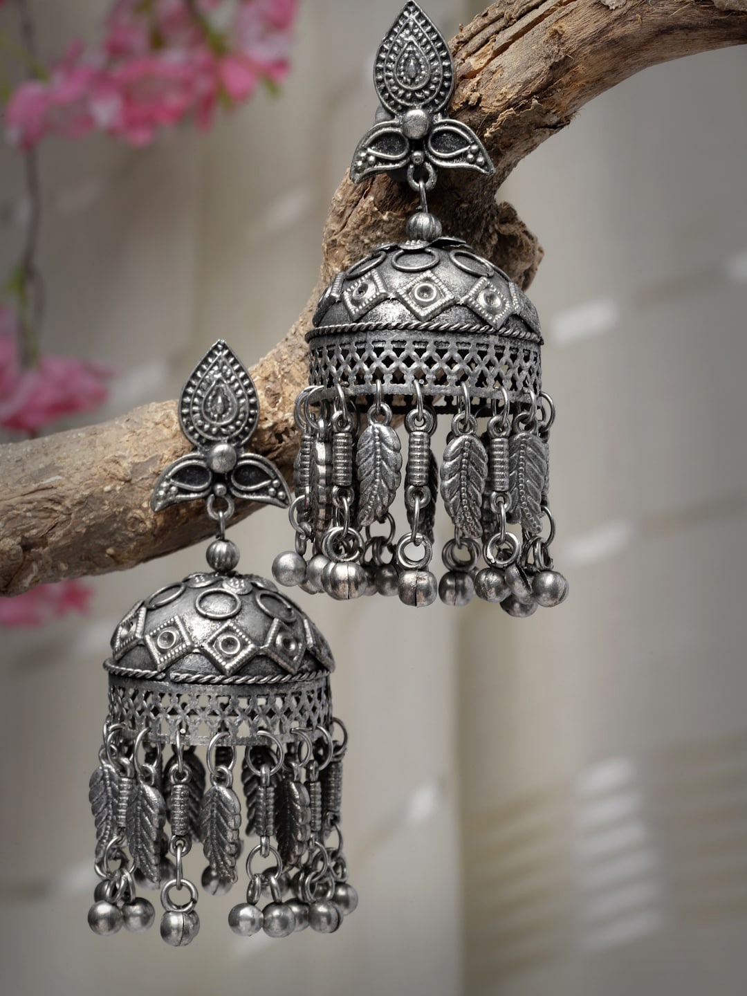 

Moedbuille Silver-Plated Dome Shaped Jhumkas
