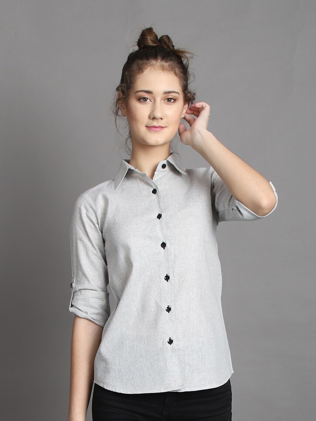 

BAESD Comfort Spread Collar Cotton Casual Shirt, Grey
