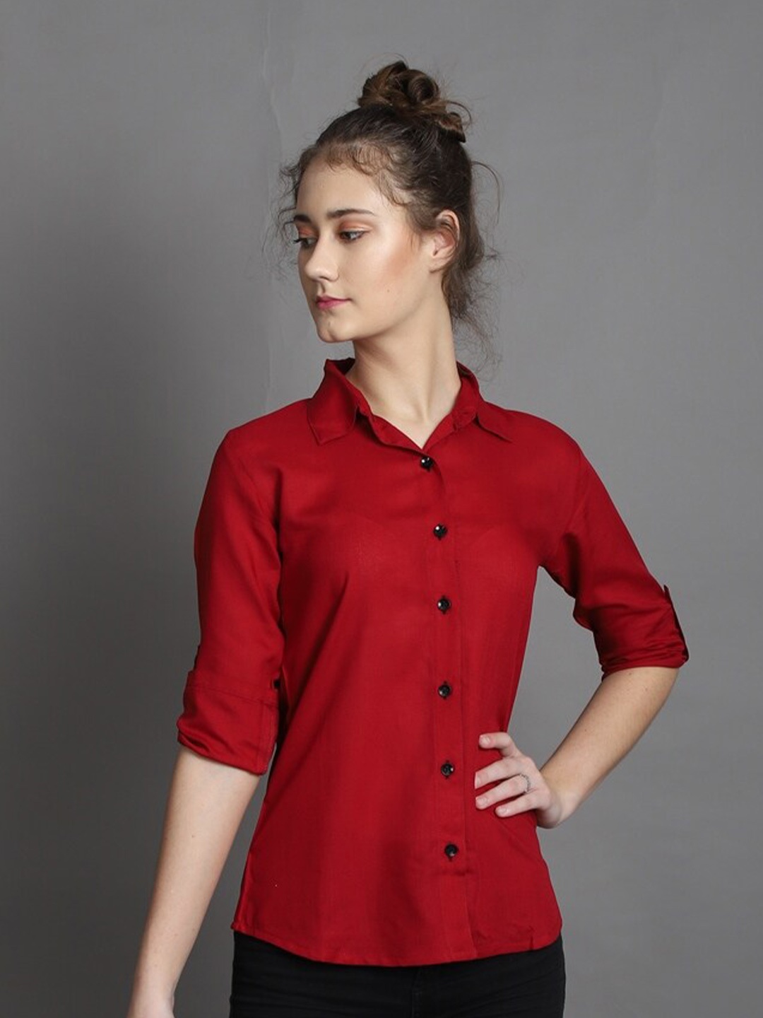 

BAESD Comfort Spread Collar Casual Shirt, Red
