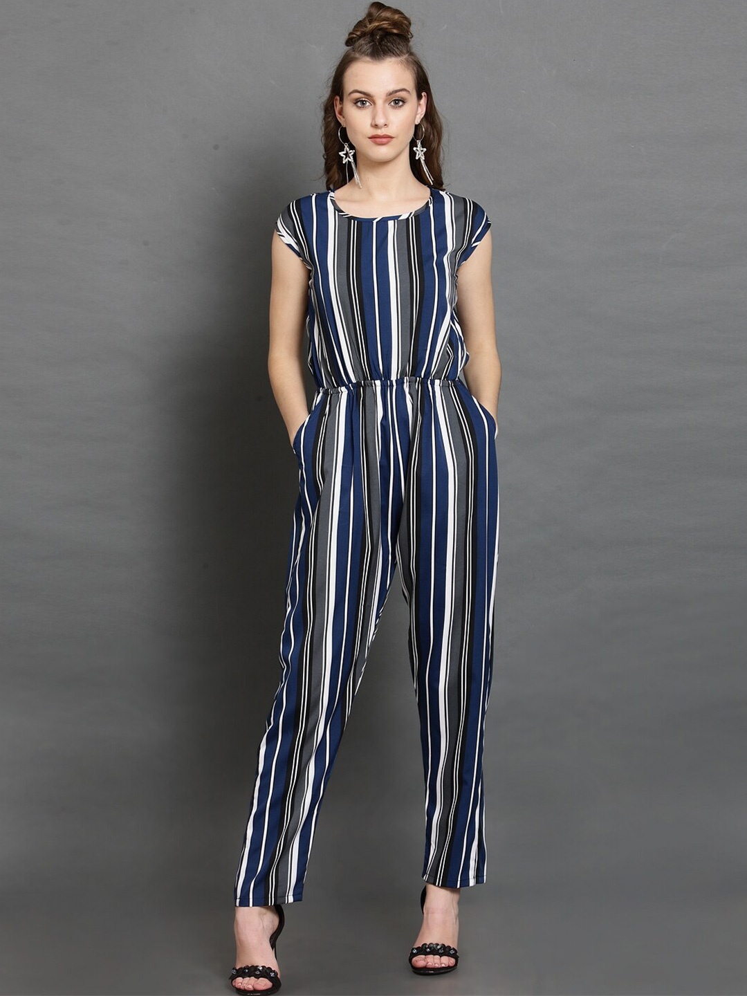 

BAESD Striped Basic Jumpsuit, Blue