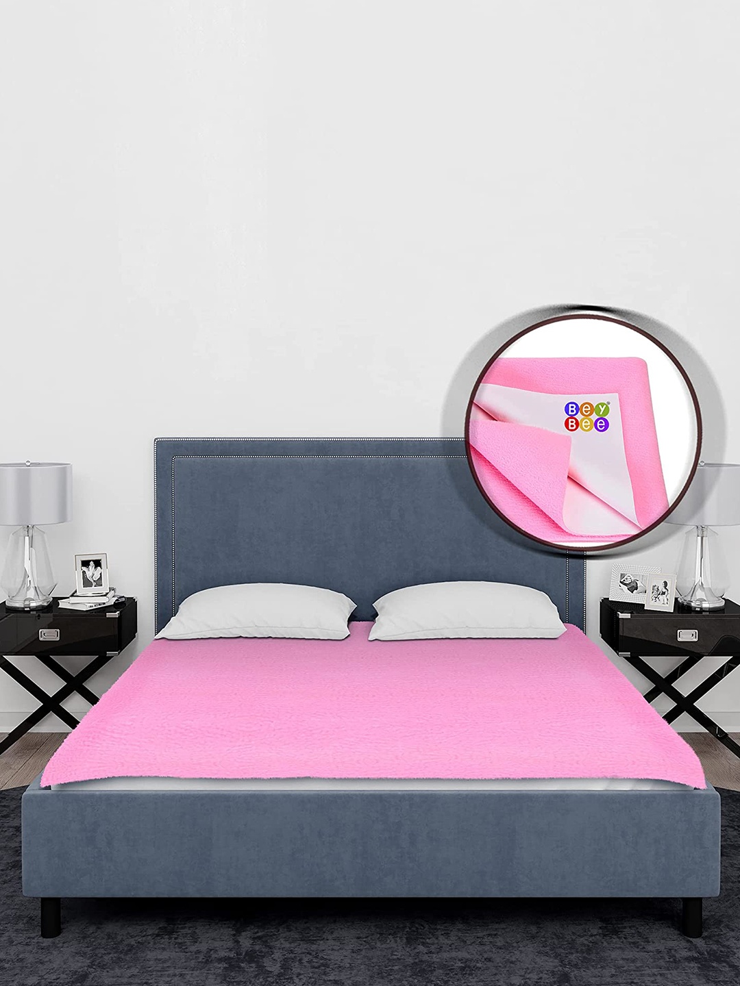 

BeyBee Kids Pink 2 Pieces Cotton Waterproof & Reusable Large Dry Sheet