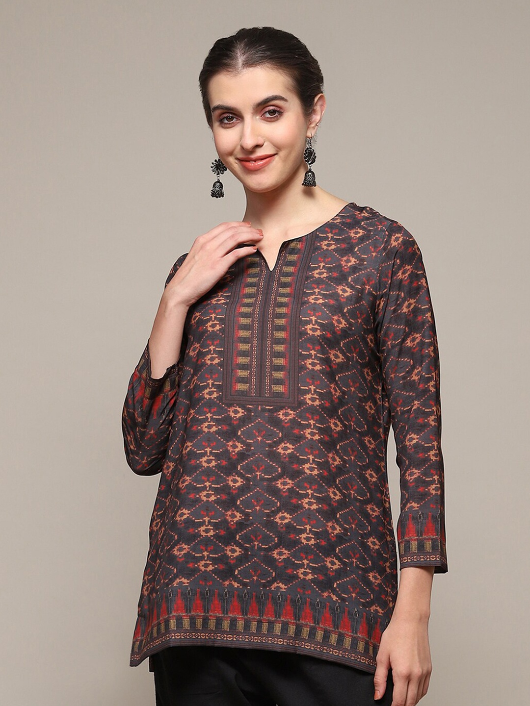 

Biba Ethnic Motifs Printed Regular Kurti, Black