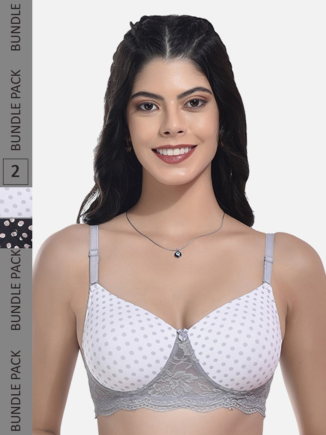 

StyFun Pack Of 2 Full Coverage Lightly Padded Bra With All Day Comfort, Grey