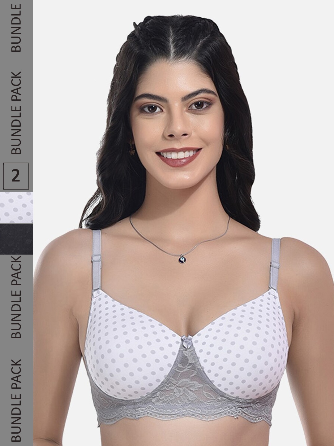 

StyFun Pack Of 2 Full Coverage Lightly Padded Everyday Bra With All Day Comfort, Grey