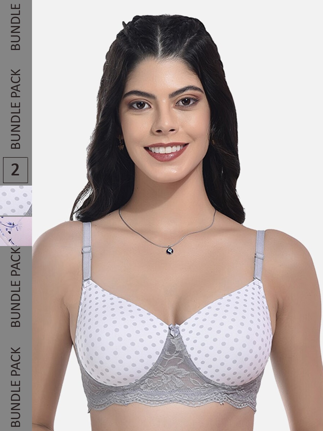 

StyFun Pack Of 2 Full Coverage Lightly Padded Everyday Bra With All Day Comfort, Grey