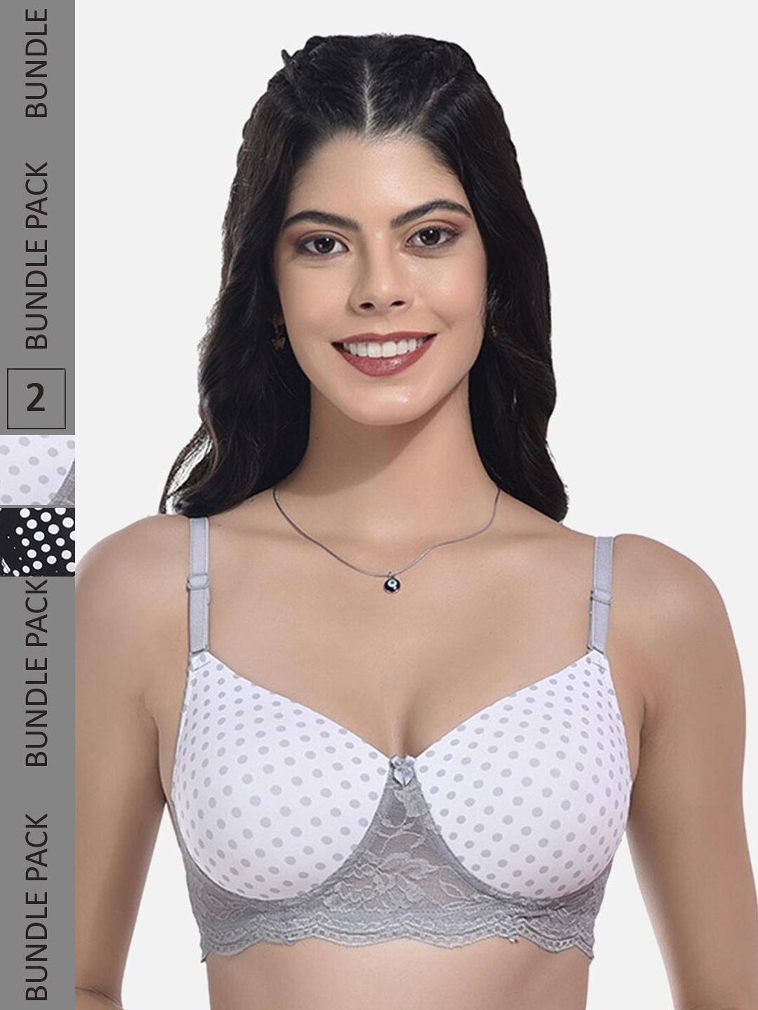 

StyFun Pack Of 2 Full Coverage Lightly Padded Everyday Bra With All Day Comfort, Grey