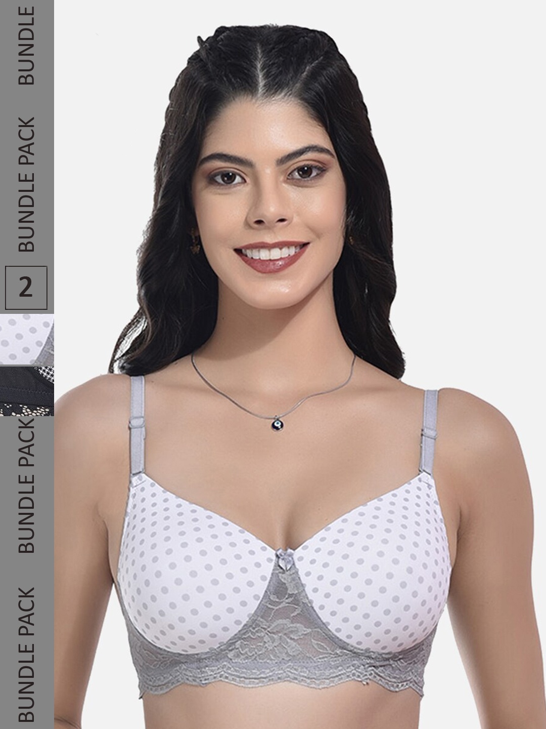 

StyFun Pack Of 2 Full Coverage Lightly Padded Everyday Bra With All Day Comfort, Grey