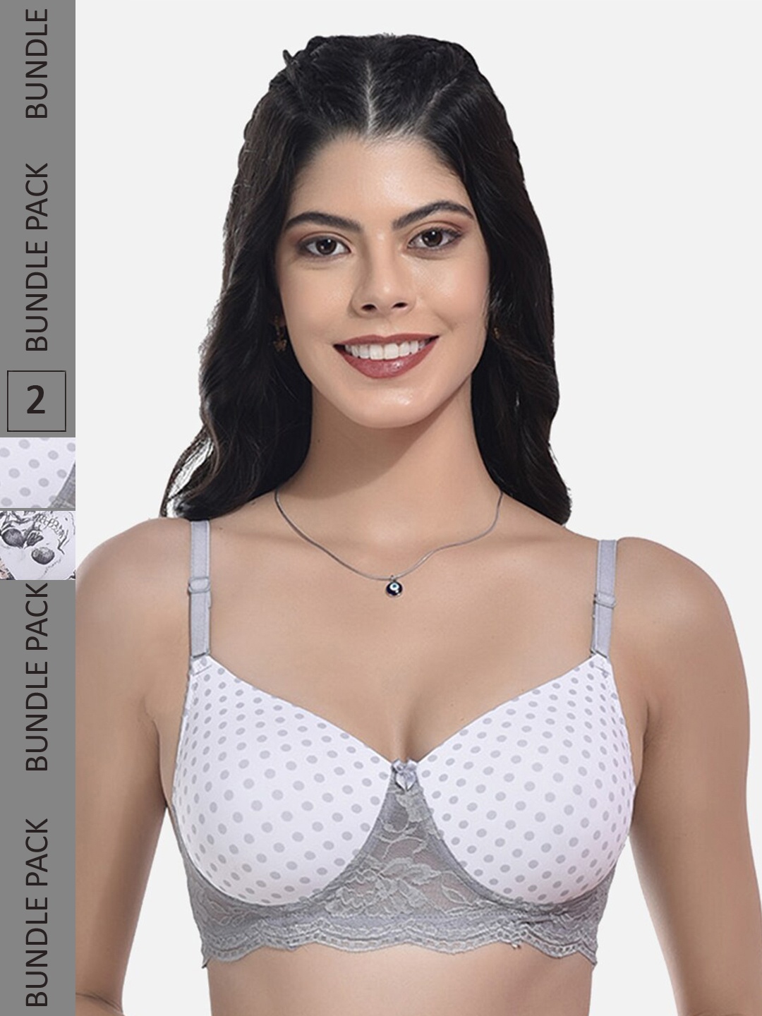 

StyFun Pack Of 2 Full Coverage Lightly Padded Everyday Bra With All Day Comfort, Grey