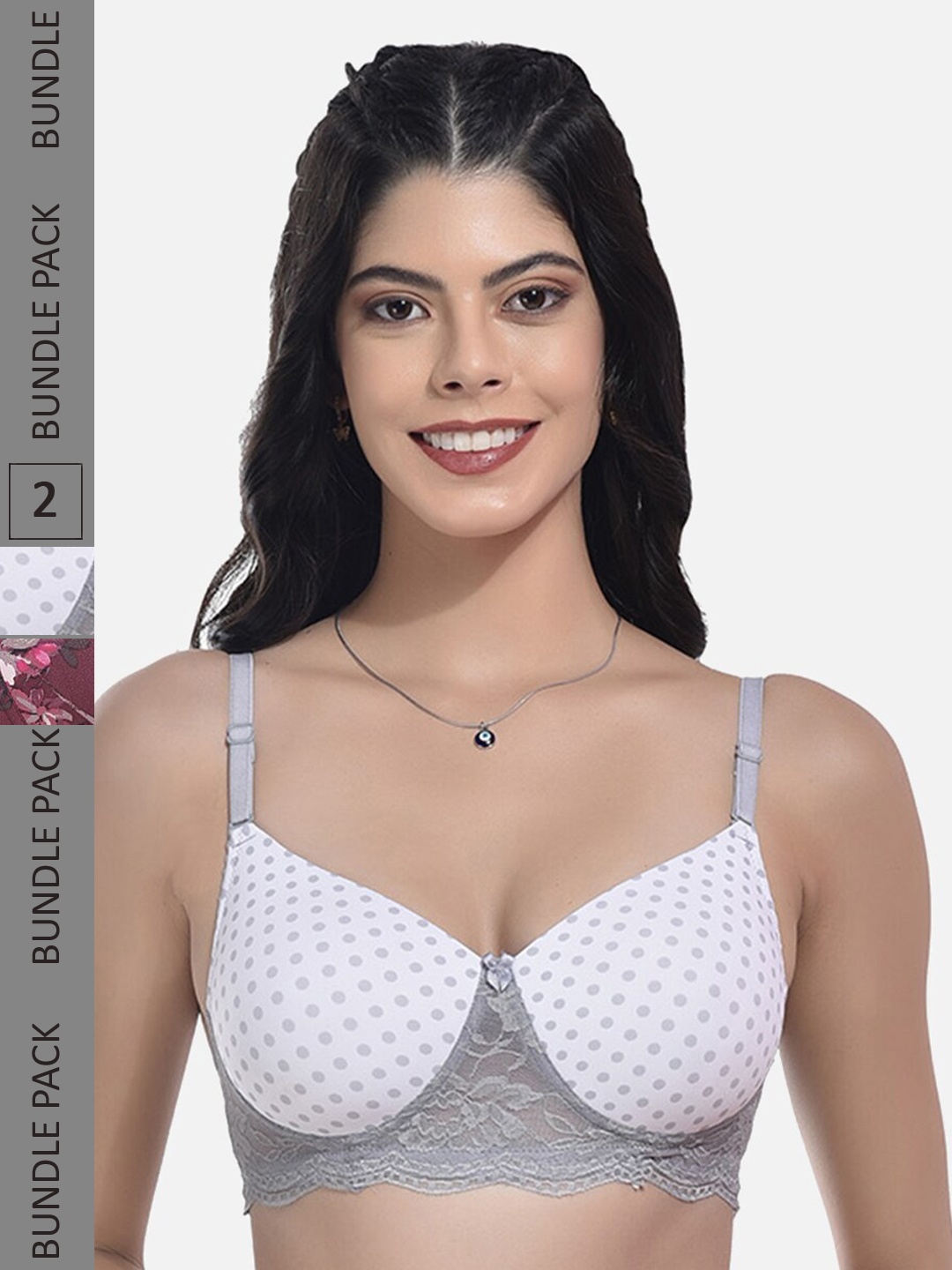 

StyFun Pack Of 2 Full Coverage Lightly Padded Bra With All Day Comfort, Grey