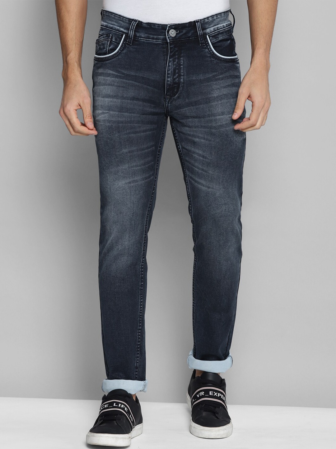 

KICKSFIRE Men Slim Fit Heavy Fade Clean Look Stretchable Jeans, Blue