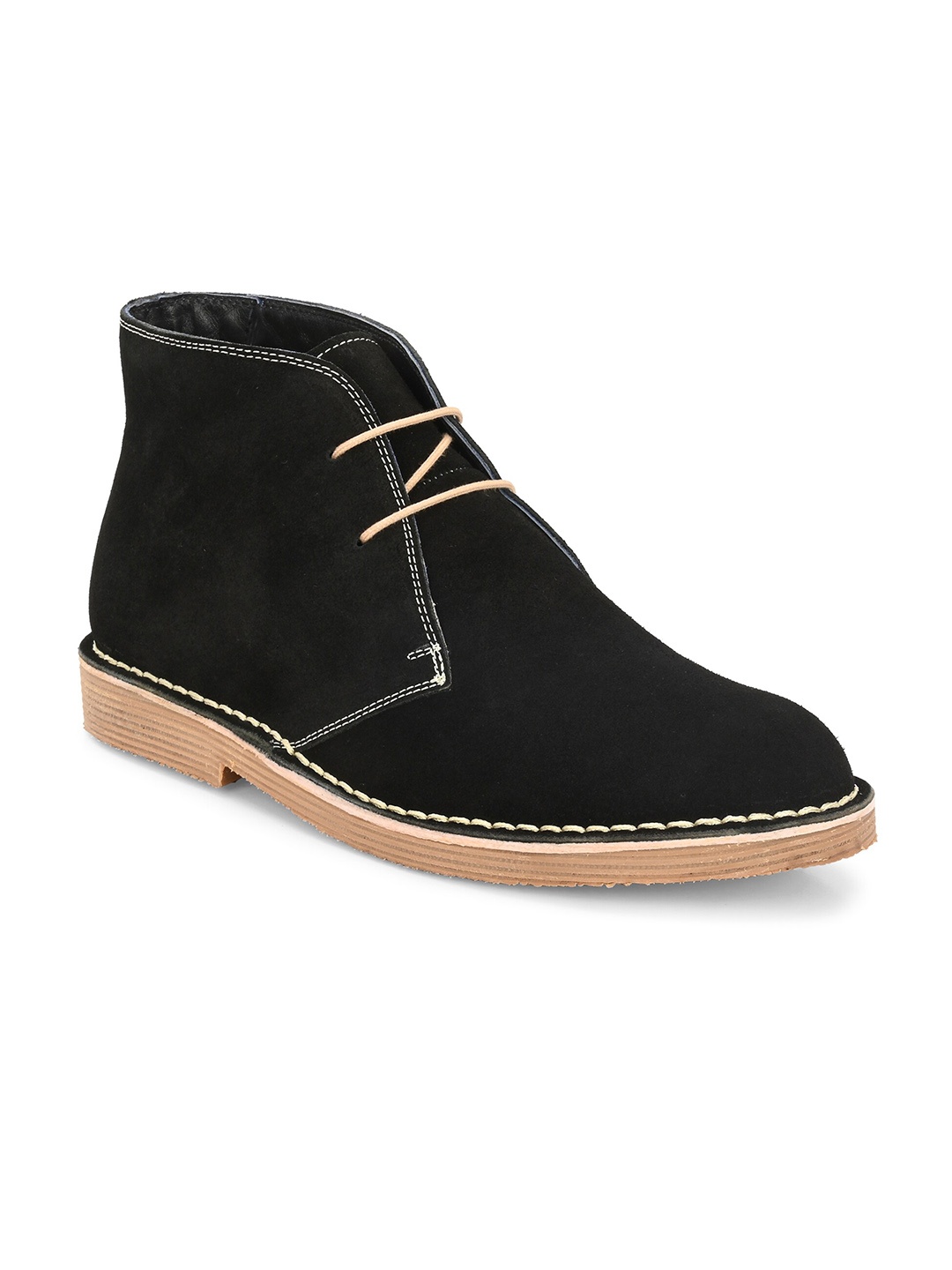 

Harrytech London Men Leather Mid-Top Desert Boots, Black