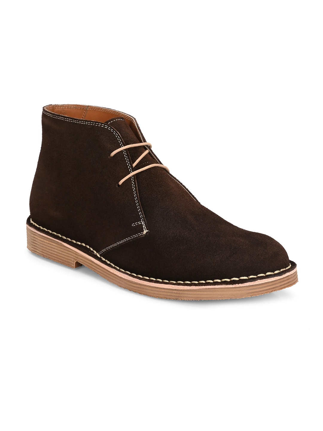 

Harrytech London Men Leather Mid-Top Desert Boots, Coffee brown