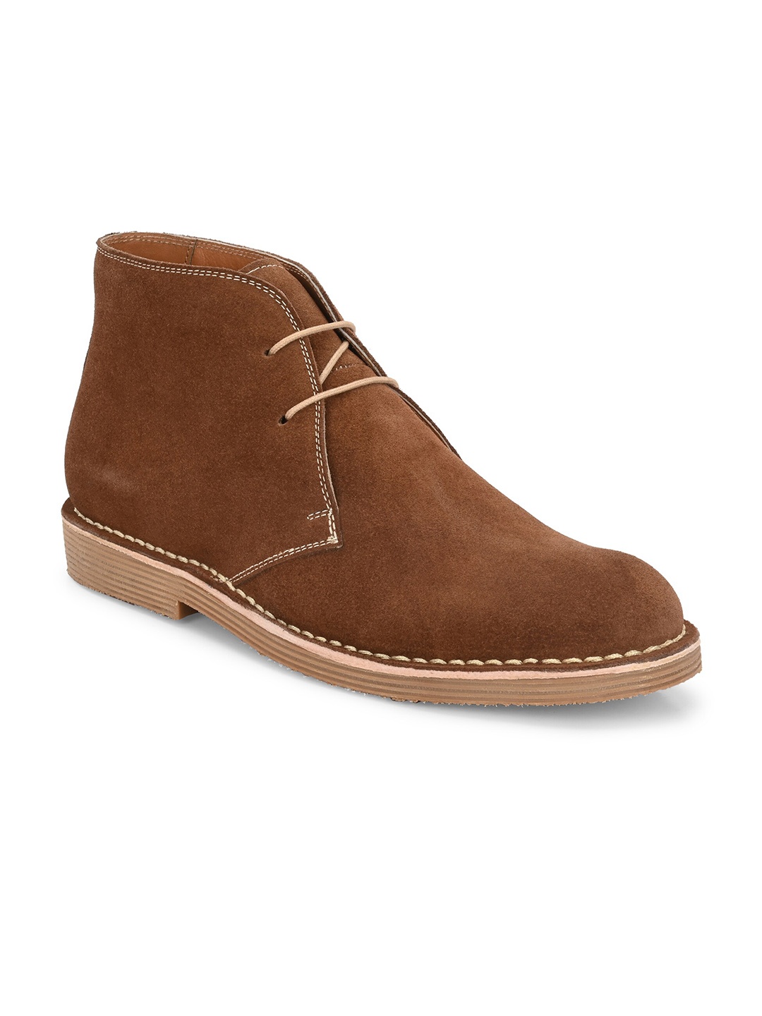 Harrytech London Men Leather Mid-Top Desert Boots, Tan