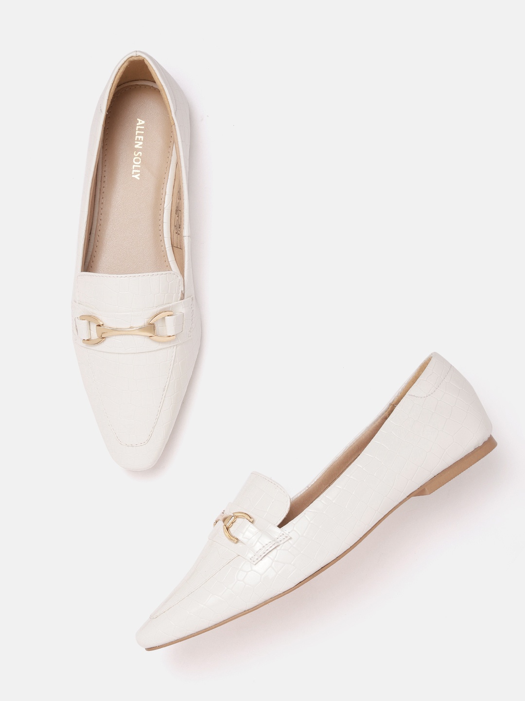 

Allen Solly Women Croc Textured Loafers, White