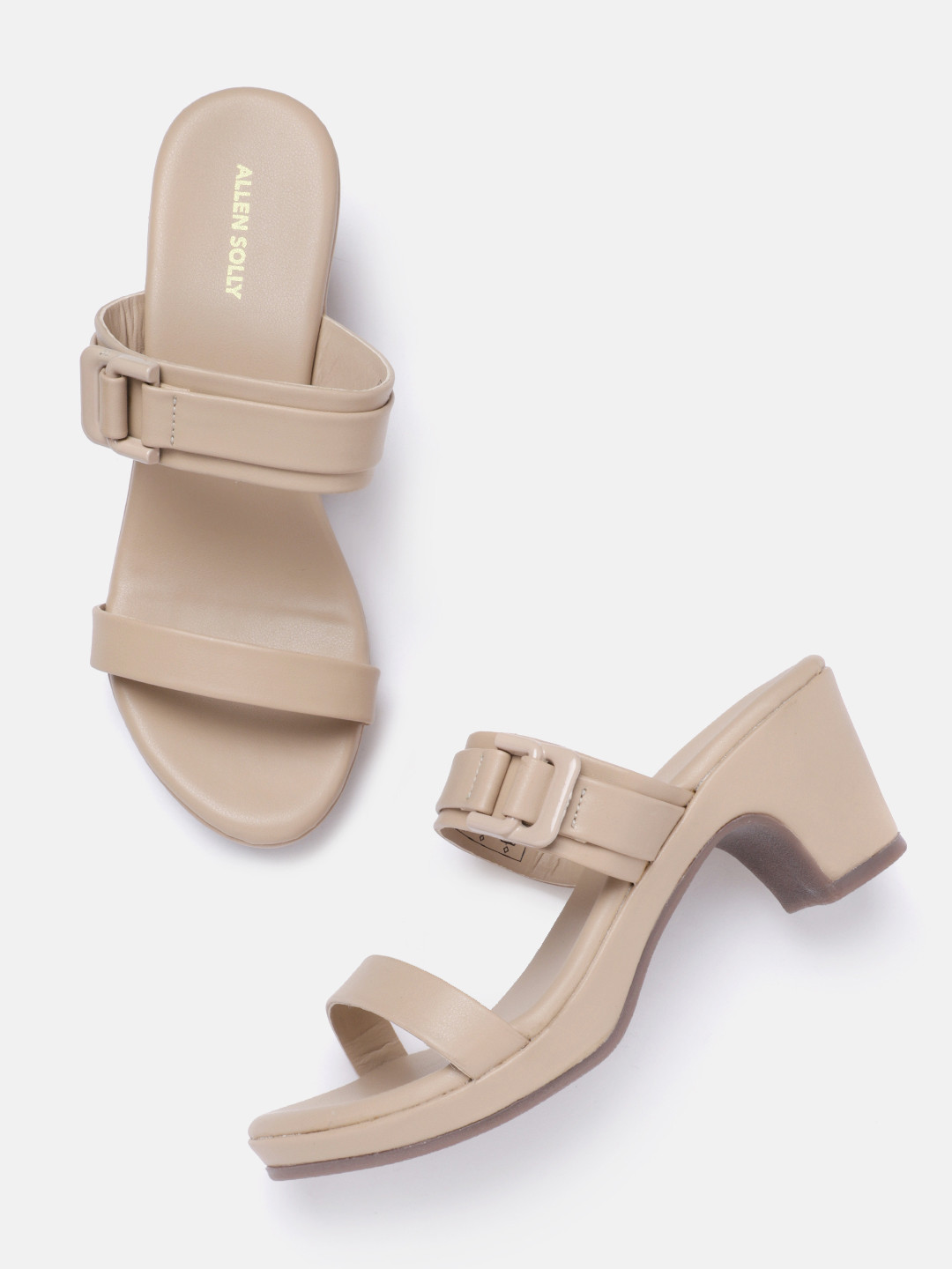 

Allen Solly Buckle Detailed Open-Toe Block Sandals, Beige