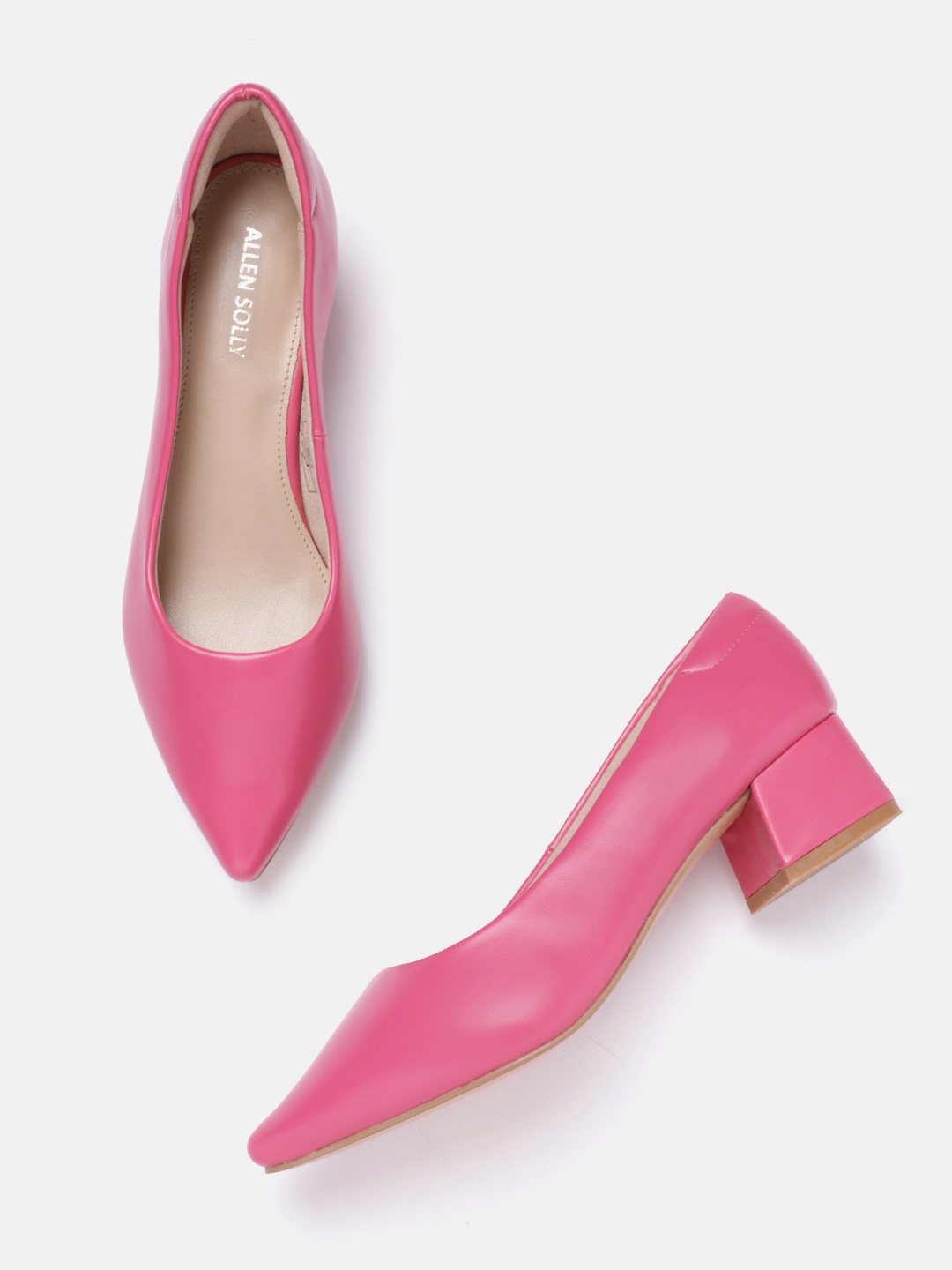 

Allen Solly Pointed-Toe Block Pump Heels, Pink