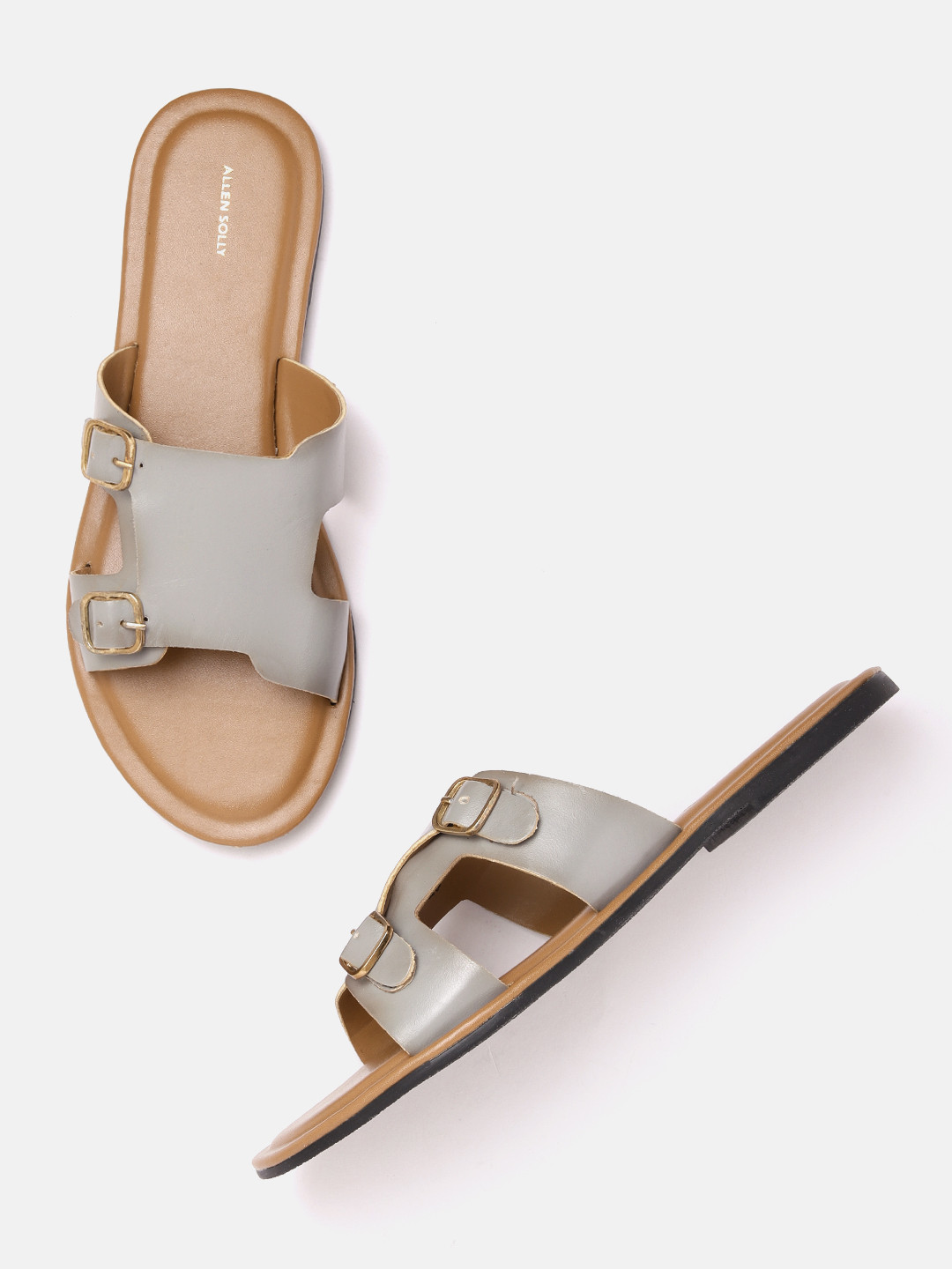 

Allen Solly Women Open Toe Flats with Buckle Detail, Grey