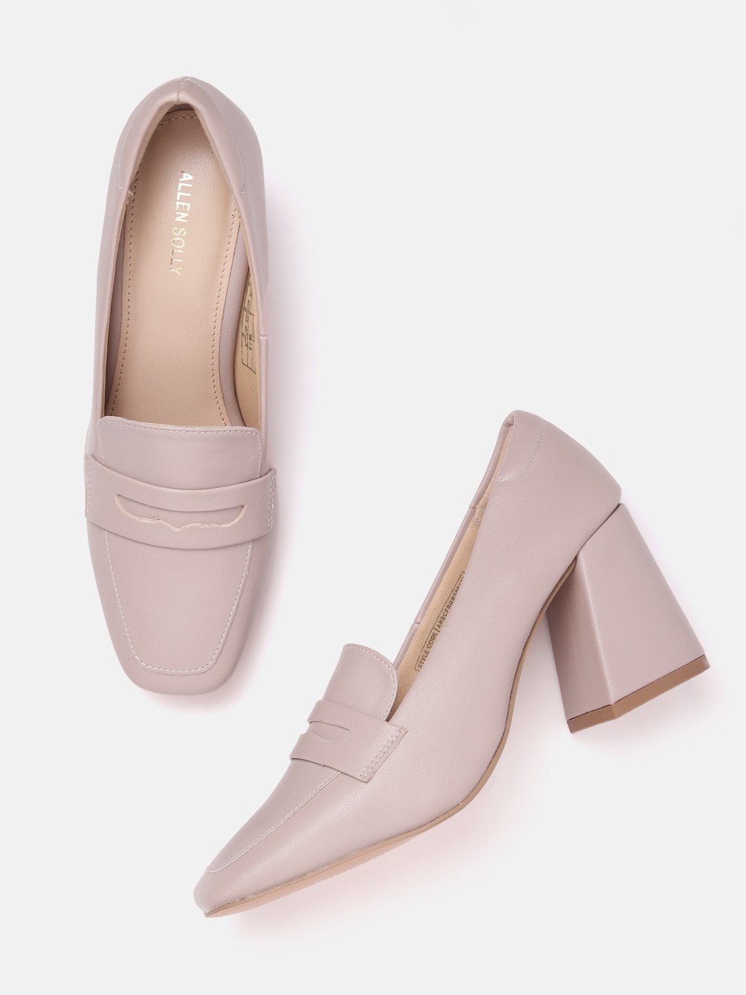 

Allen Solly Women Square-Toe Block Heel Pumps, Nude