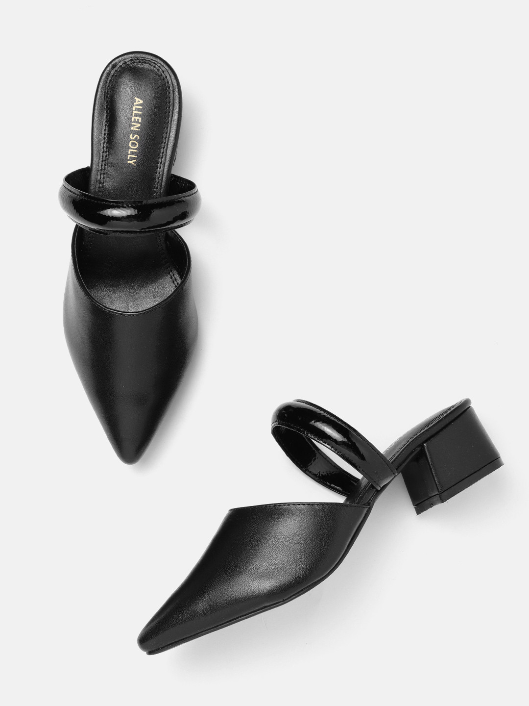 

Allen Solly Women Pointed-Toe Block Heel Mules, Black