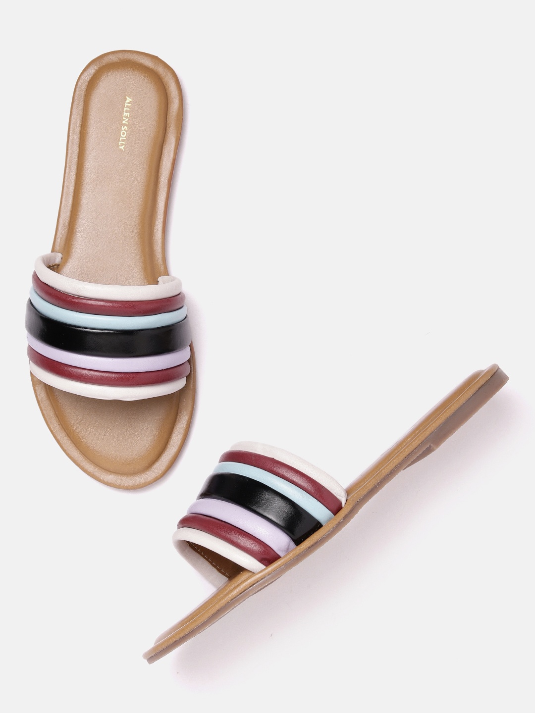 

Allen Solly Women Striped Open Toe Flats, Maroon