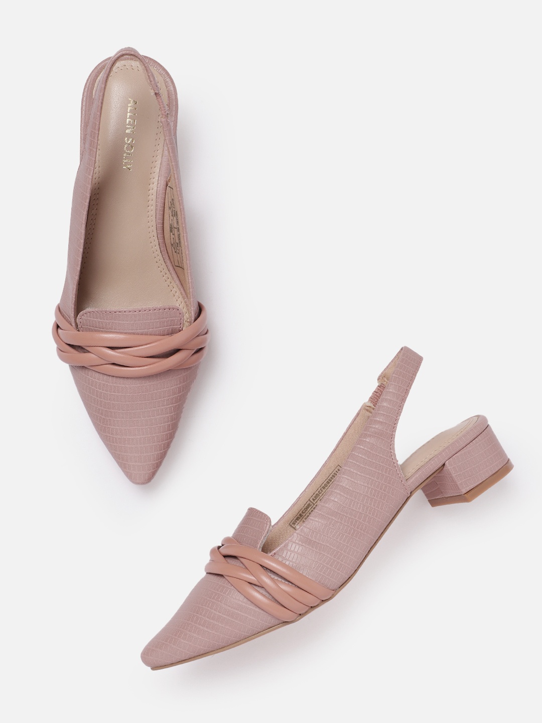 

Allen Solly Snake Skin Textured Block Heel Pumps, Nude