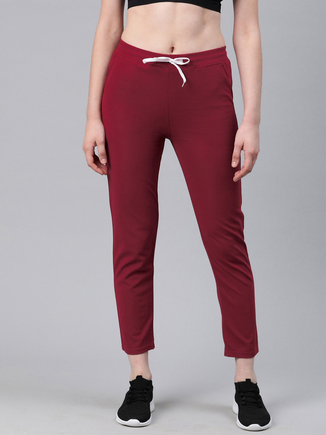 

VARUSHKA Solid Ankle Length Joggers, Maroon
