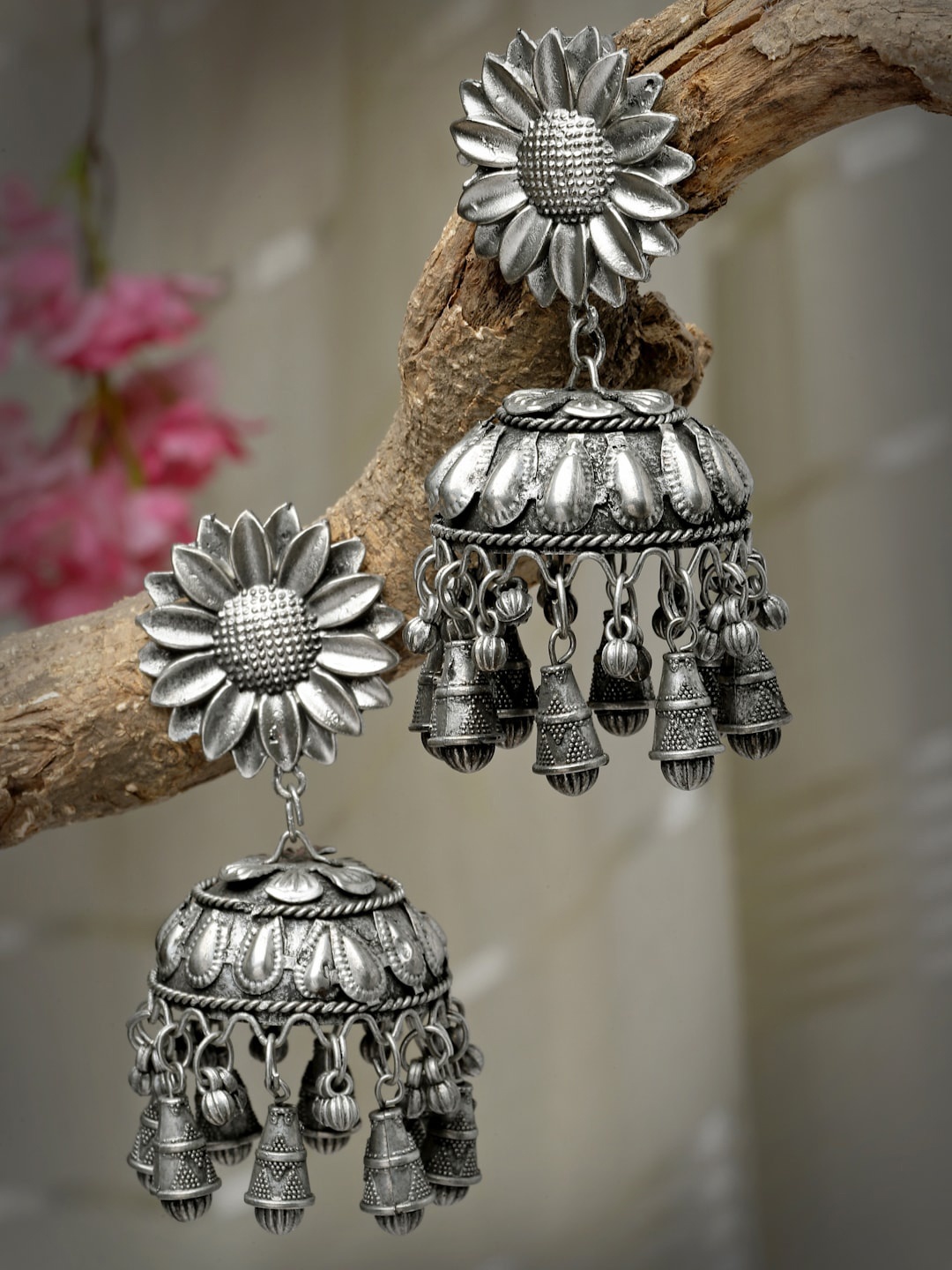 

Moedbuille Silver-Plated Dome Shaped Jhumkas, Metallic