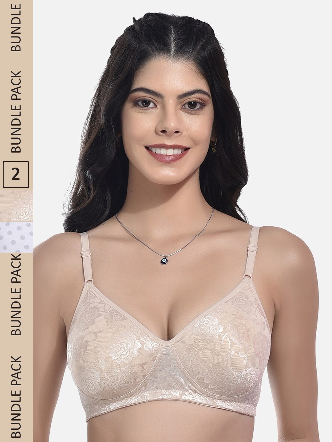 

StyFun Pack Of 2 Full Coverage Lightly Padded Bra With All Day Comfort, Beige