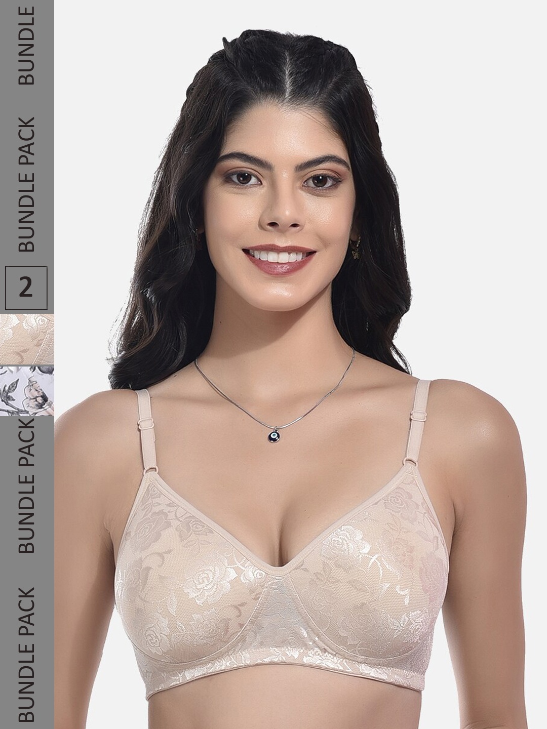 

StyFun Pack Of 2 Full Coverage Lightly Padded Everyday Bra With All Day Comfort, Beige