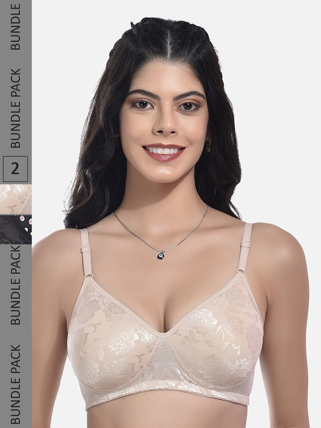 

StyFun Pack of 2 Full Coverage Lightly Padded Bra With All Day Comfort, Beige