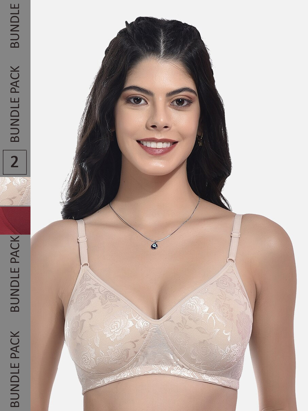 

StyFun Pack Of 2 Full Coverage Lightly Padded Everyday Bra With All Day Comfort, Beige