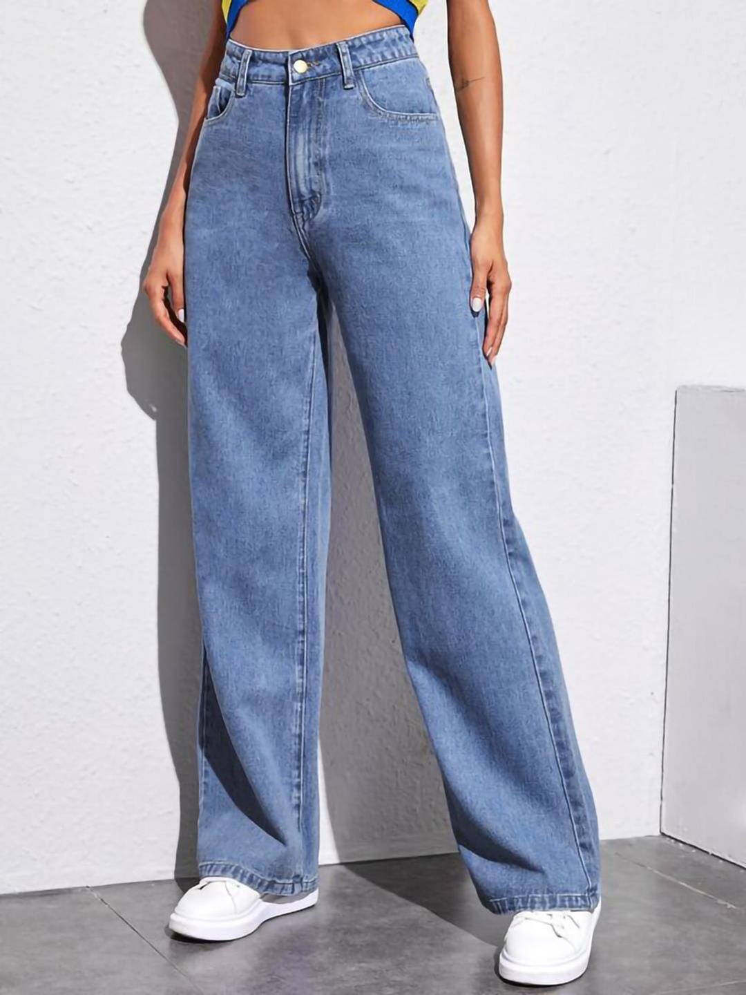 

Kotty Women Jean Straight Fit High-Rise Clean Look Stretchable Jeans, Blue