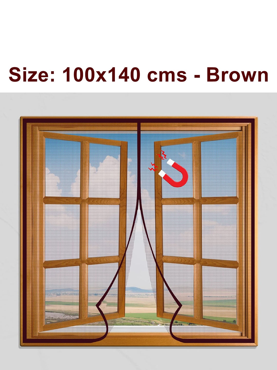 

Classic Mosquito Net Brown Pre-Stitched Fiberglass Mosquito Net For Window