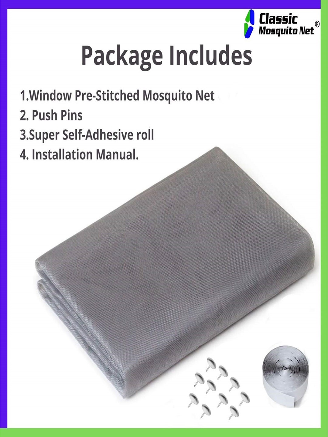 

Classic Mosquito Net Brown Self-Adhesive Hook Pre-Stitched Mosquito Net