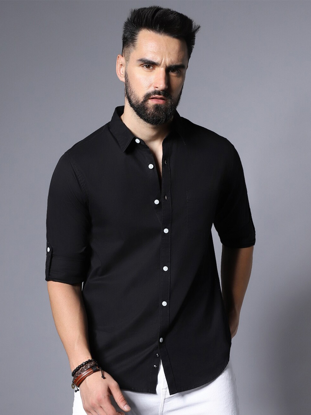 

High Star Classic Opaque Casual Shirt, Black