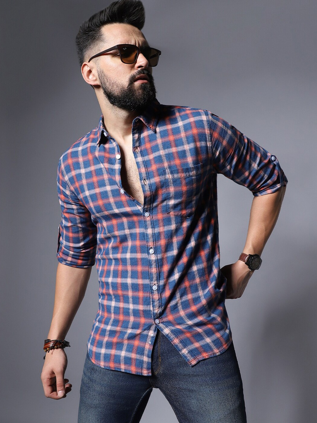 

High Star Classic Checked Casual Shirt, Blue