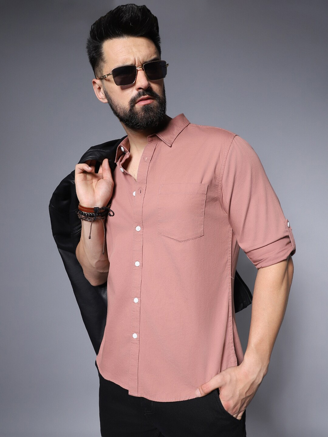 

High Star Classic Casual Pure Cotton Shirt, Mauve
