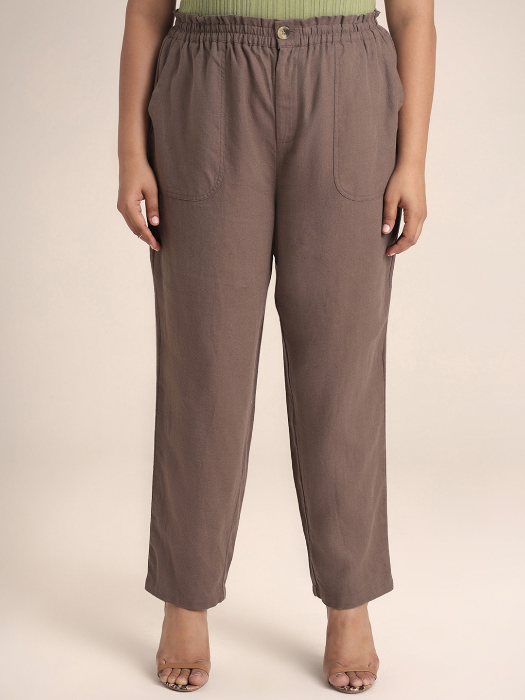 

20Dresses Plus Size Taupe High-Rise Trousers