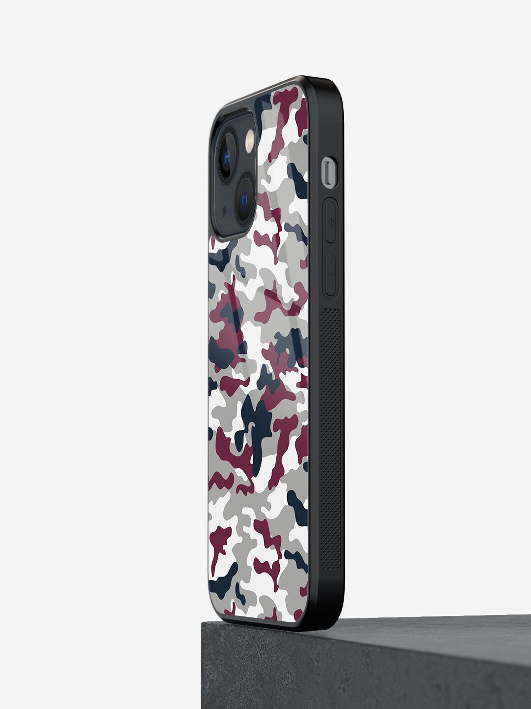 

macmerise Camo Design Printed Glass iPhone 13 Mini Mobile Back Case, White