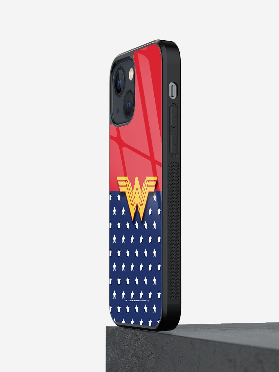 

macmerise Wonder Woman Logo Printed iPhone 13 Mini Glass Phone Back Case, Red
